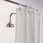 SATIN STRIPE WHITE SHOWER CURTAIN 2 LAYERS 180X180XCM