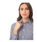 GINGHAM WOMENS L/S SHIRT DARK NAVY WHITE CHECK L