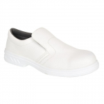 FW81 WHITE STEEL MICROFIBRE SLIP ON SHOES SIZE 47