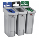 RUBBERMAID SLIM JIM 87L RECYCLE STATION BUNDLE 3 STREAM