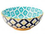 UTOPIA CADIZ VITRIFIED PORCELAIN BLUE/YELLOW PATTERN BOWL 6.3"