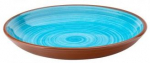 UTOPIA SUPERIOR TERRACOTTA SALSA SKY BLUE COUPE BOWL 9.5"
