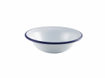 WHITE ENAMEL BOWL 16CM WITH BLUE RIM 50CL 41016