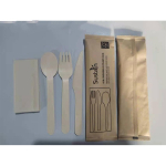 WOODEN MEAL KIT 4IN1 FORK KNIFE,SPOON,KRAFT NAPKIN