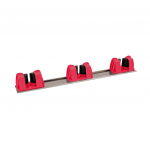 RED WALL TIDY/BRACKET WITH 3 CLIPS FOR BROOMS