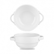 CHURCHILL SUPER VITRIFIED WHITE HANDLED STACKING BOWL 12.6OZ