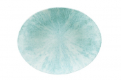 CHURCHILL SUPER VITRIFIED STUDIO PRINTS STONE AQUAMARINE OVAL COUPE PLATE 12.5X10inch