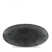 CHURCHILL SUPER VITRIFIED STUDIO PRINTS AGANO BLACK OVAL PLATE 13.7X6.8inch