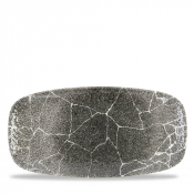 KINTSUGI QUARTZ BLACK CHEFS' OBLONG PLATE NO. 3 29.8 X 15.3
