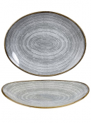 CHURCHILL SUPER VITRIFIED STUDIO PRINTS STONE GREY OVAL COUPE PLATE 10.6X9inch