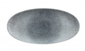 CHURCHILL SUPER VITRIFIED STUDIO PRINTS RAKU TOPAZ BLUE OVAL PLATE 13.7X6.8inch