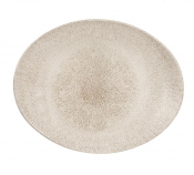 CHURCHILL SUPER VITRIFIED STUDIO PRINTS RAKU AGATE GREY OVAL COUPE PLATE 12.5X10inch