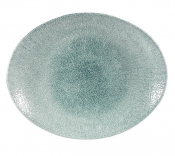 CHURCHILL SUPER VITRIFIED STUDIO PRINTS RAKU JADE GREEN OVAL PLATE 10.6X9inch
