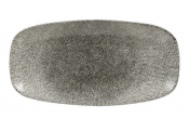CHURCHILL SUPER VITRIFIED STUDIO PRINTS RAKU QUARTZ BLACK OBLONG PLATE 14X7.4inch