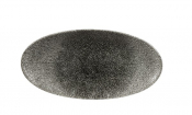 CHURCHILL SUPER VITRIFIED STUDIO PRINTS RAKU QUARTZ BLACK OVAL PLATE 11.8X5.9inch