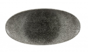 CHURCHILL SUPER VITRIFIED STUDIO PRINTS RAKU QUARTZ BLACK OVAL PLATE 13.7X6.8inch