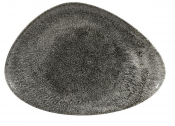 CHURCHILL SUPER VITRIFIED STUDIO PRINTS RAKU QUARTZ BLACK TRIANGULAR PLATE 14X9.8inch