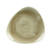 CHURCHILL SUPER VITRIFIED STONECAST PATINA ANTIQUE TAUPE TRIANGULAR PLATE 9inch