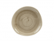 CHURCHILL SUPER VITRIFIED STONECAST PATINA ANTIQUE TAUPE ORGANIC PLATE 7.3inch