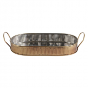 ANTIQUE SILVER RANGE COMBO/ SERVING PLATTER ANTIQUE BRASS