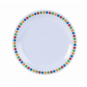 GENWARE MELAMINE WHITE WITH COLOURED SPOTS PLATE 6.3inch