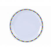 GENWARE MELAMINE WHITE WITH COLOURED SPOTS PLATE 8.9inch