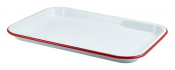 GENWARE ENAMEL WHITE/RED RIM SERVING TRAY 13.2X9.3inch