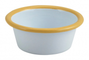 GENWARE ENAMEL WHITE/YELLOW RIM RAMEKIN 3.2OZ