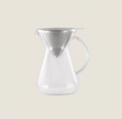 PLAYGROUND GLASS SLOW COFFEE MAKER SILVER 0.6L 12CM 20.3OZ