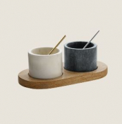 PLAYGROUND MAT MIX OAK & MARBL E CRUET 2 SPOONS/BOWLS 20X11CM
