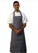 NYLON BLUE WHITE STRIPE BIB APRON LIGHT DUTY WATERPROOF