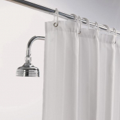SATIN STRIPE WHITE SHOWER CURTAIN 2 LAYERS 180X180XCM