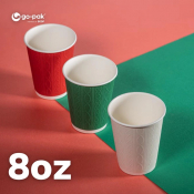 8OZ DW EMBOSSED CHRISTMAS CUP MIXED COLOURS X500