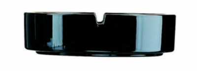 4Inch ROUND STACKING BLACK GLASS ASHTRAY X6