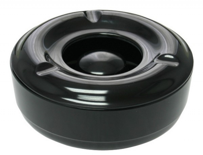 ROUND WINDPROOF ASHTRAY 5.75Inch BLACK