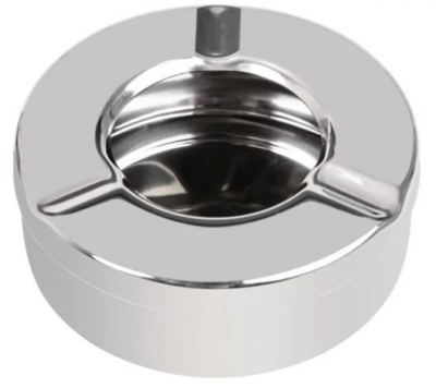 ROUND WINDPROOF STAINLESS STEEL ASHTRAY 3.5Inch
