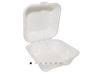 6Inch BAGASSE BURGER BOX SQUARE 155 X 150 X 46MM