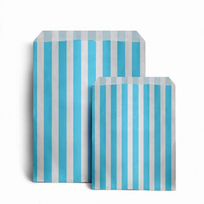LIGHT BLUE CANDY STRIPE PAPER BAG 7 x 9Inch x1000