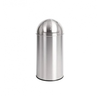 BOLERO STAINLESS STEEL PUSH TOP BULLET BIN SILVER 40LTR