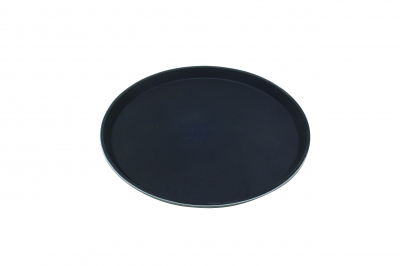 NON-SLIP ROUND TRAY 14Inch BLACK FIBREGLASS