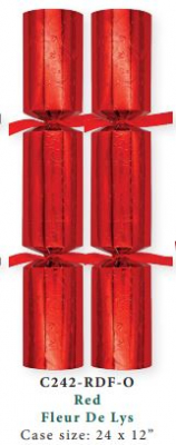 12Inch RED FLEUR DE LYS CRACKER EMBOSSED X24