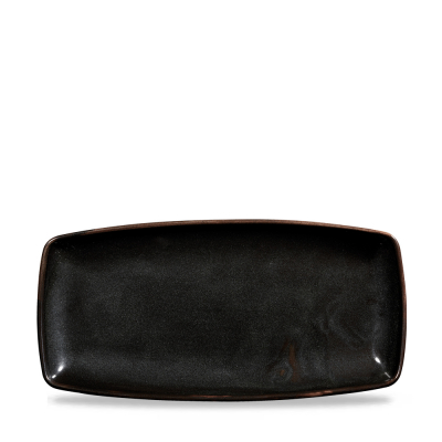 CHURCHILL SUPER VITRIFIED BLACK X SQUARED+ OBLONG PLATE 11.6X5.5Inch