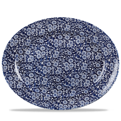CHURCHILL SUPER VITRIFIED VINTAGE PRINTS WILLOW VICTORIAN CALICO OVAL DISH 14.4X11.5Inch