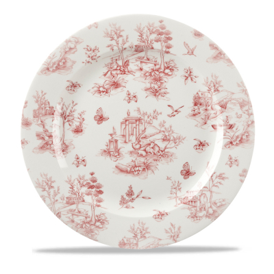 CHURCHILL SUPER VITRIFIED VINTAGE PRINTS CRANBERRY TOILE PLATE 12Inch