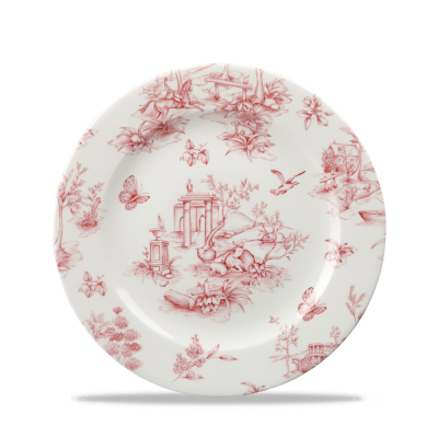 CHURCHILL SUPER VITRIFIED VINTAGE PRINTS CRANBERRY TOILE PLATE 8.3Inch