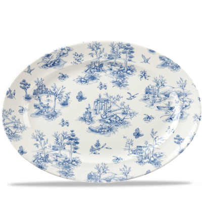CHURCHILL SUPER VITRIFIED VINTAGE PRINTS PRAGUE TOILE OVAL DISH 14.4X11.5Inch