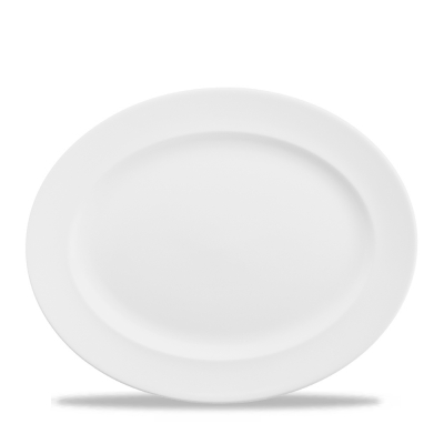 CHURCHILL SUPER VITRIFIED CLASSIC WHITE OVAL RIMMED DISH 14.4X11.5Inch