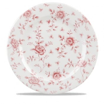 CHURCHILL SUPER VITRIFIED VINTAGE PRINTS CRANBERRY ROSE CHINTZ PLATE 12Inch