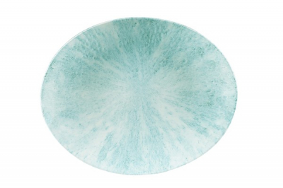 CHURCHILL SUPER VITRIFIED STUDIO PRINTS STONE AQUAMARINE OVAL COUPE PLATE 12.5X10Inch