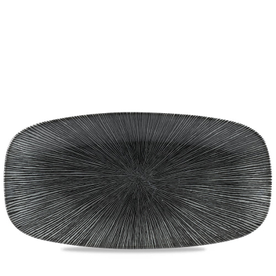CHURCHILL SUPER VITRIFIED STUDIO PRINTS AGANO BLACK OBLONG PLATE 14X7.4Inch